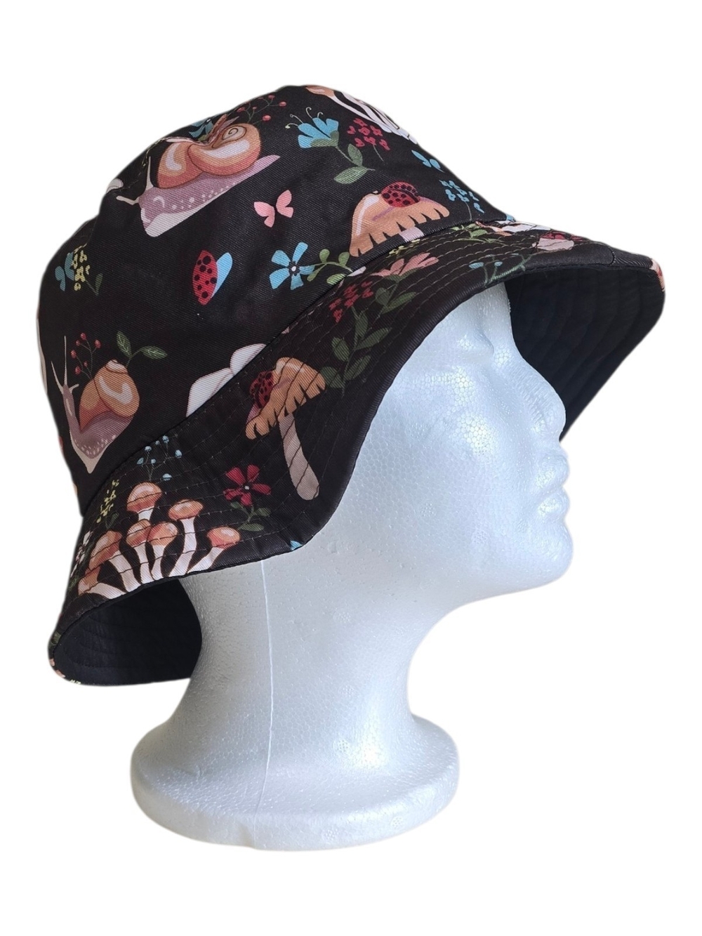 Adult Mushroom Snail Floral Graphic Bucket Hat Fairycore Earthy whimsical Nature